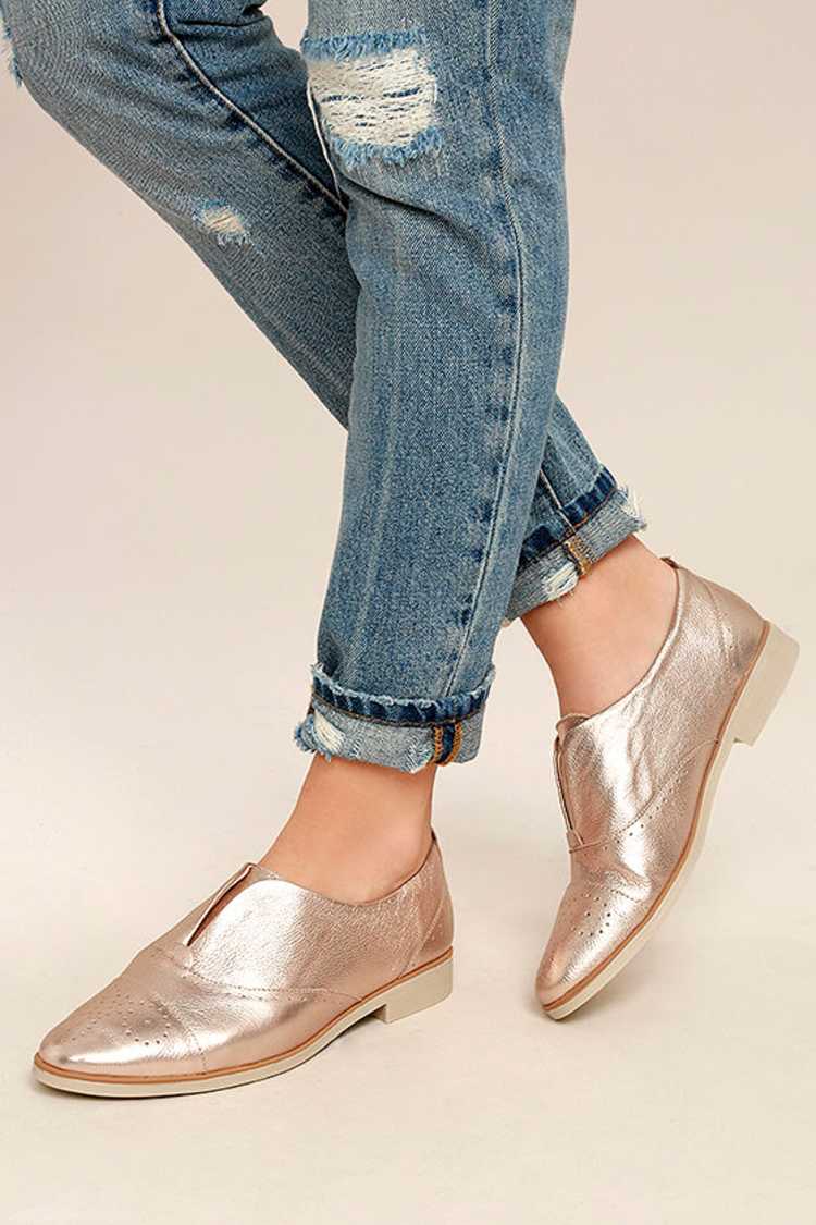Chelsea Crew Westy - Rose Gold Oxfords - Slip-On Oxfords - $85.00 - Lulus