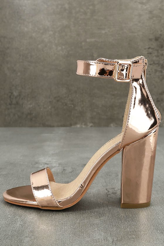 rose gold midi heels