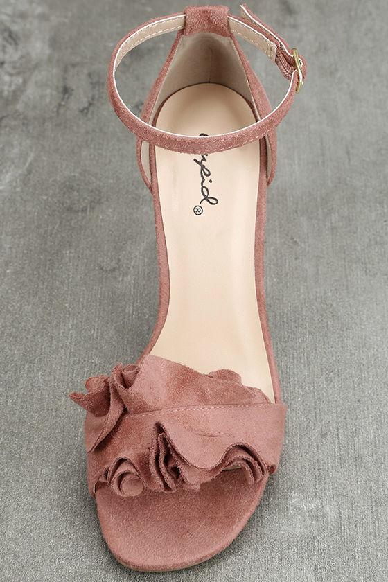 mauve ankle strap heels