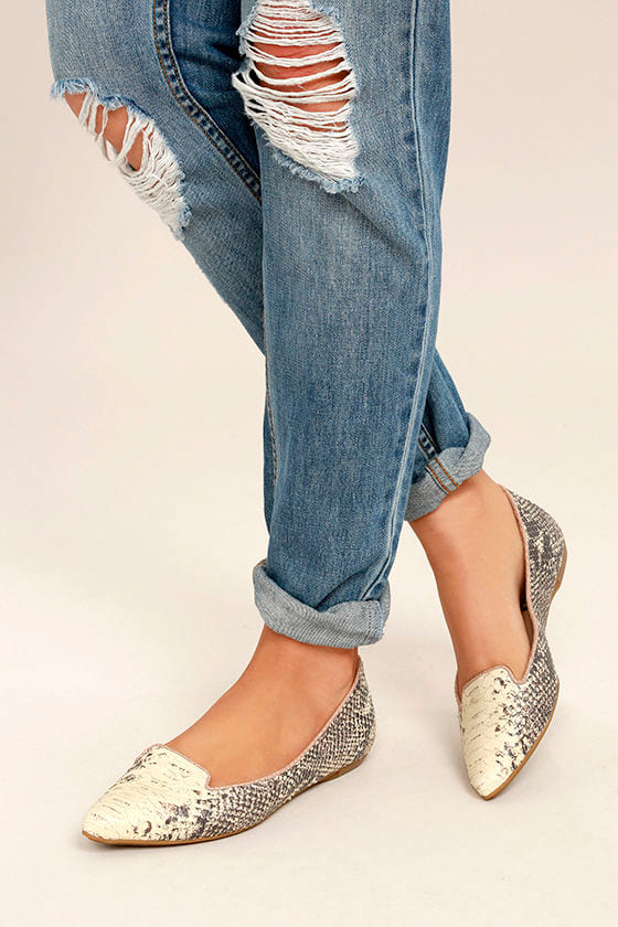 snakeskin flats