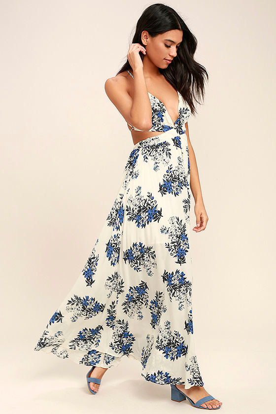 white floral print maxi dress