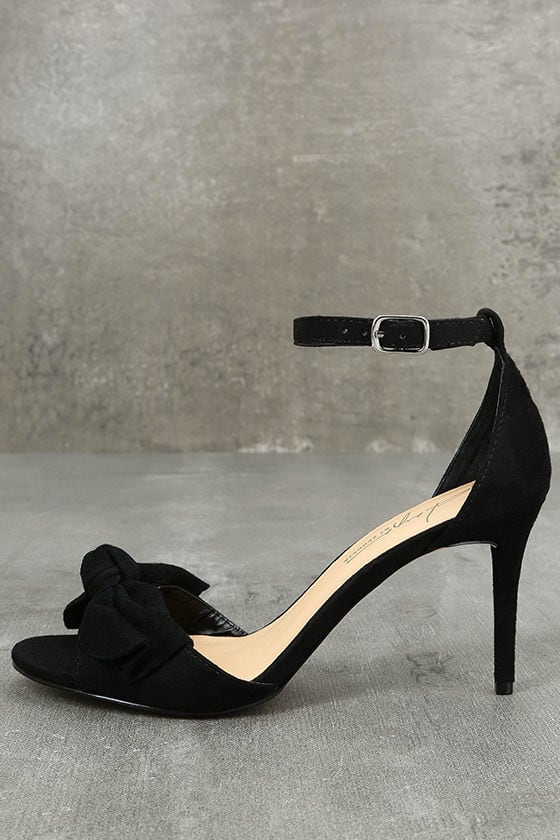 Daya by Zendaya Simms - Black Suede Leather Heels - Ankle Strap Heels ...