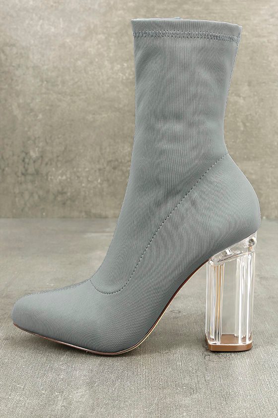 Trendy Grey Boots MidCalf Boots Lucite Boots 45.00 Lulus