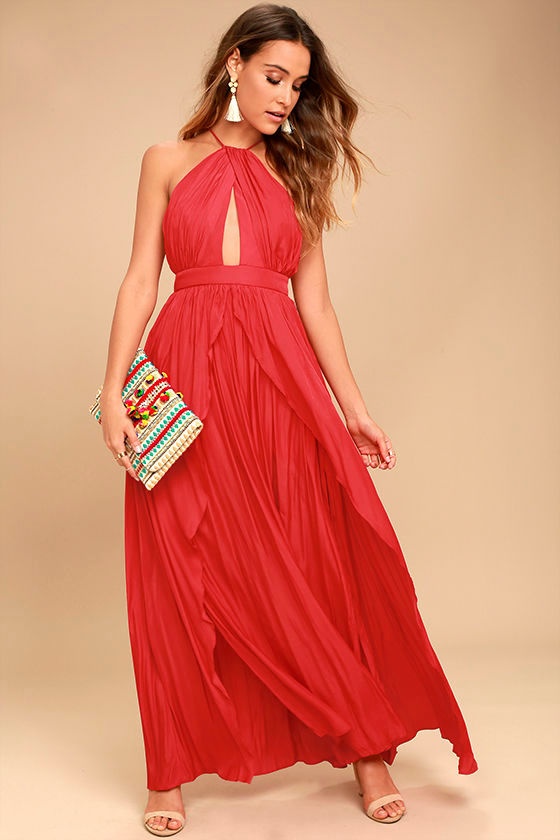 On My Own Red Maxi Dress 1