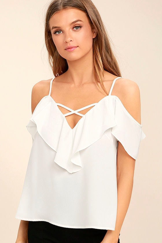 Sing It Now White Off-the-Shoulder Top