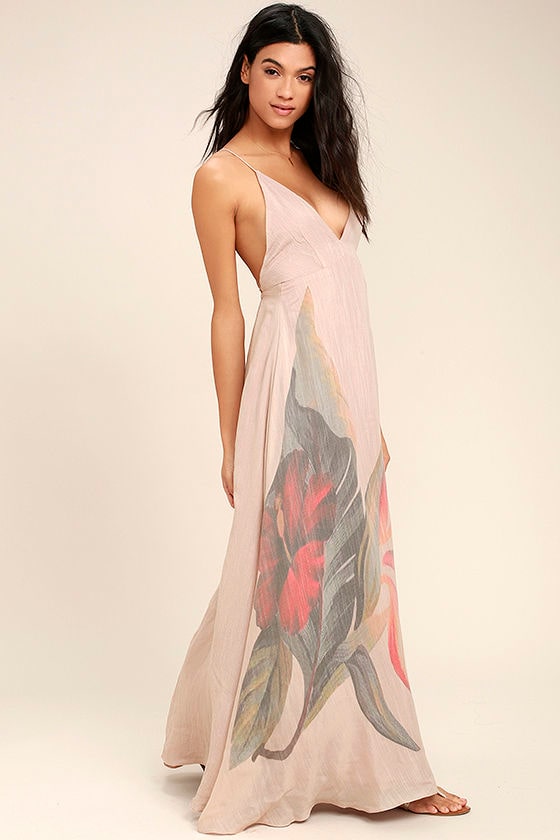 Island Delight Blush Pink Floral Print Maxi Dress 2