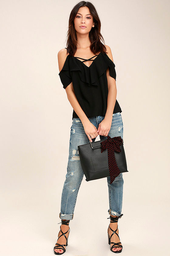 Sing It Now Black Off-the-Shoulder Top