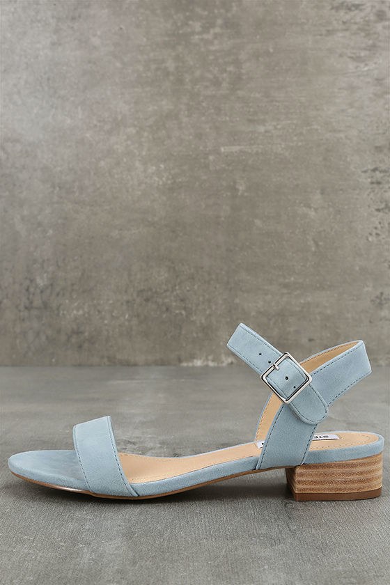 Steve Madden Cache Light Blue Suede Leather Heeled Sandals 1