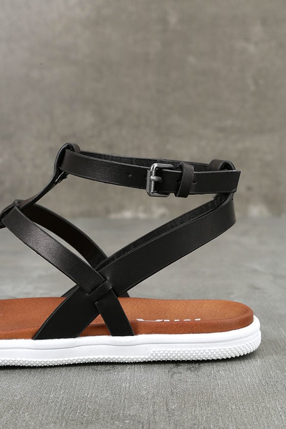 Mia Eryn Sandals - Black Flat Sandals - Strappy Black Sandals - $49.00