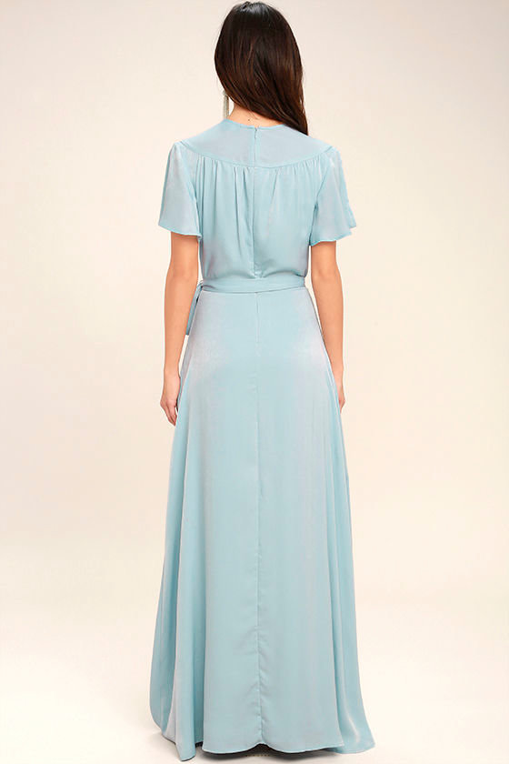 light blue maxi wrap dress