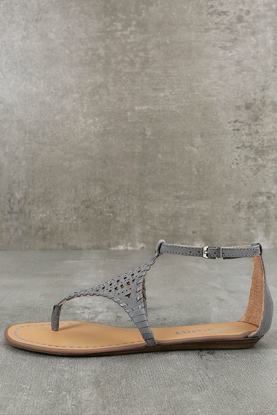 grey suede sandals