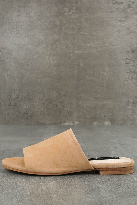 Steven by Steve Madden Calahan Sand Suede Leather Peep-Toe Mules 2