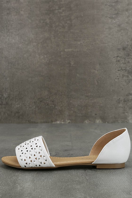 Cute White Flats - Peep-Toe Flats 