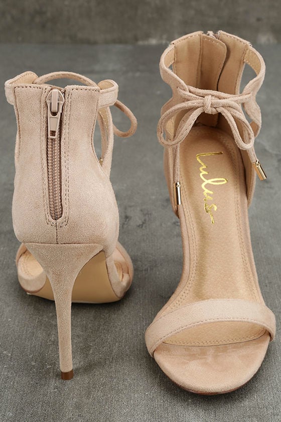 Sexy Nude Heels Ankle Strap Heels Single Sole Heels