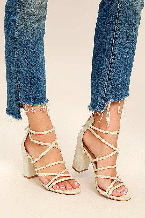 strappy heels beige