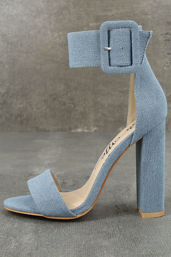 Mandara Denim Ankle Strap Heels 2