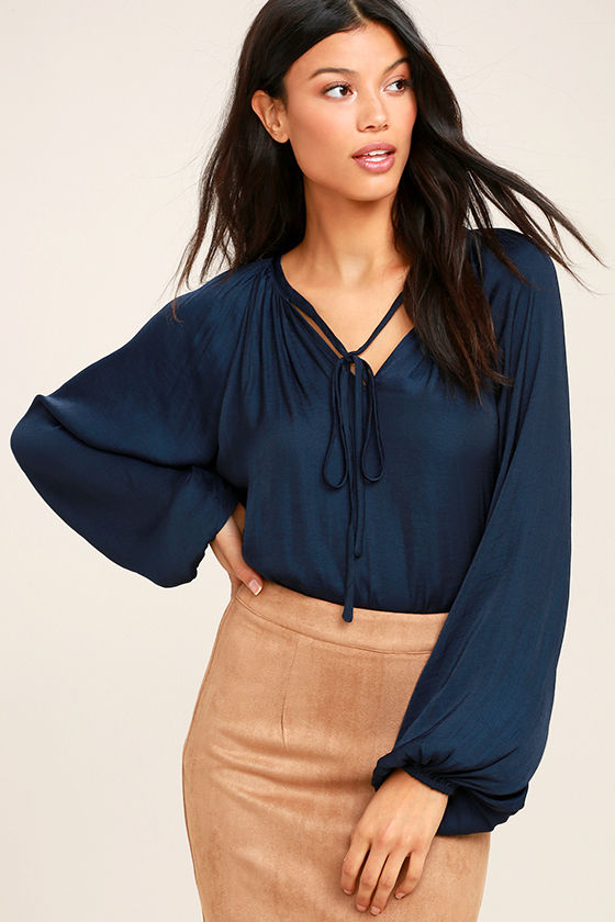 Pure Moonlight Navy Blue Long Sleeve Top 1