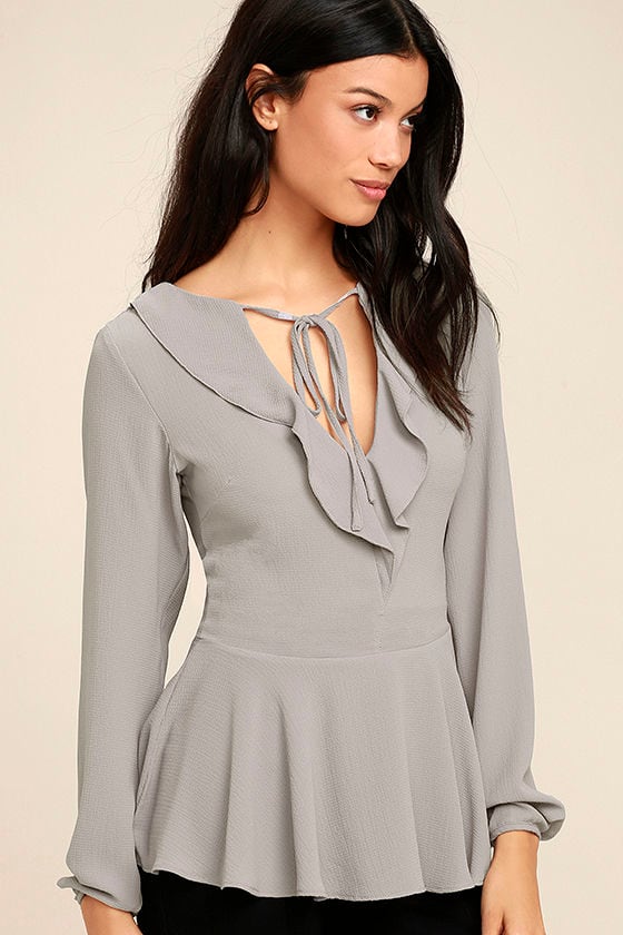 grey peplum
