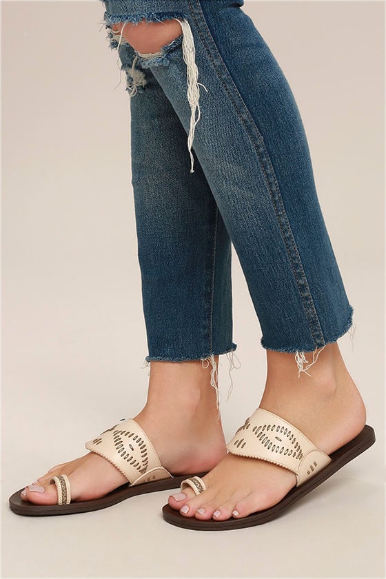 white toe loop sandals