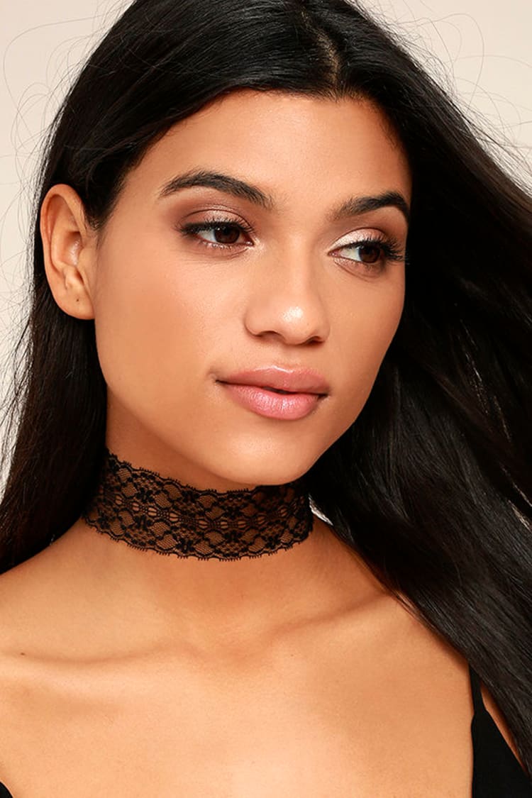 Swoon as Possible Black Lace Choker Necklace