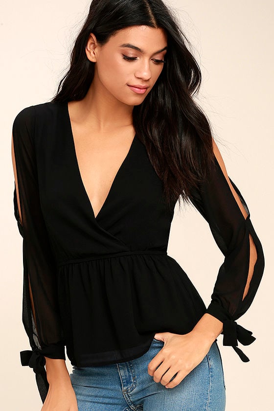 Lovely Black Top - Long Sleeve Top - Peplum Top - $43.00 - Lulus