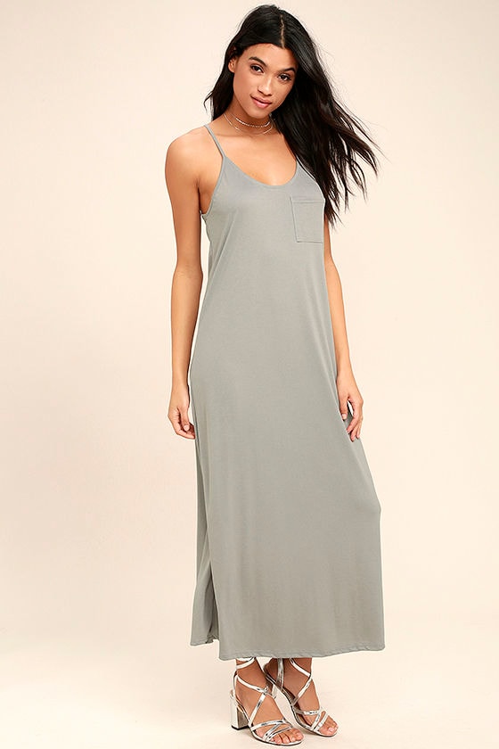 Cool Light Grey Dress - Midi Dress - Casual Dress - Ribbed Knit Dress ...