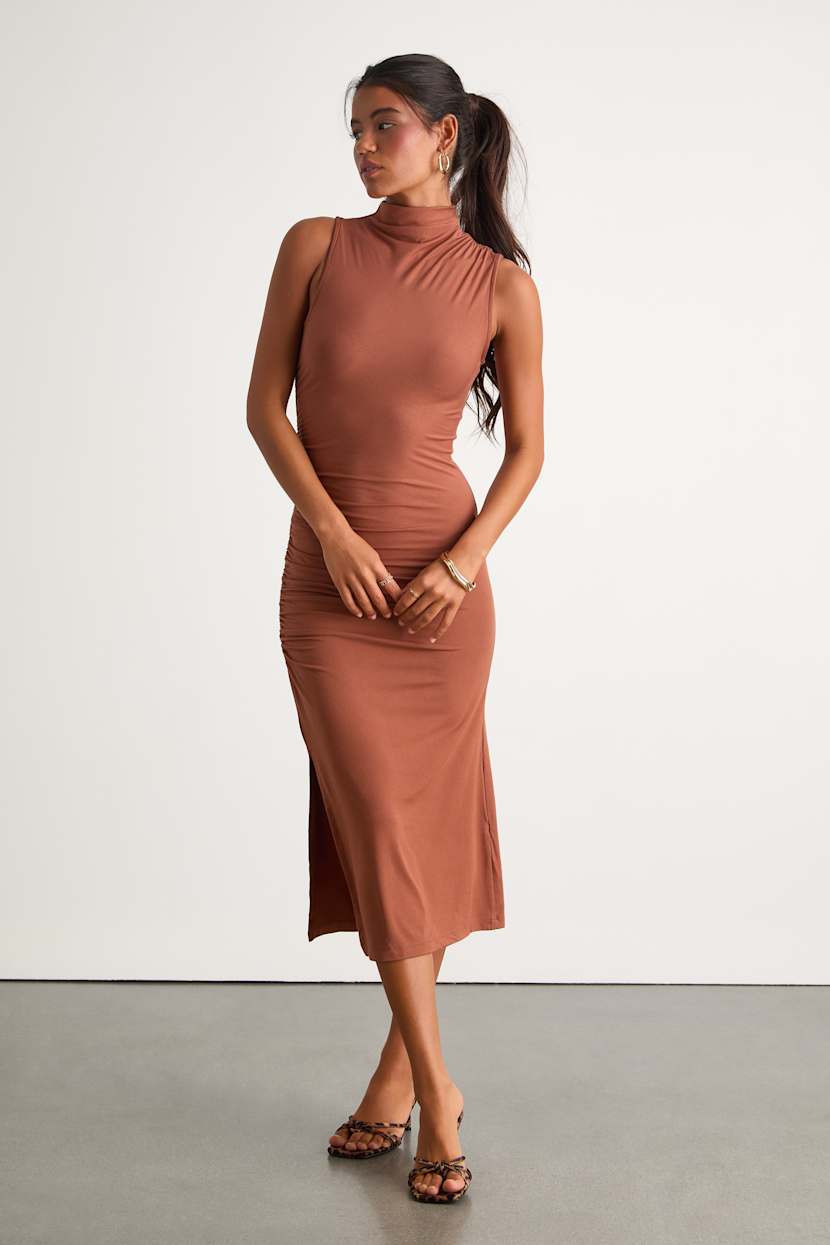 knee length dresses for ladies Lana Fitted Midi Dress Black / S main image 1