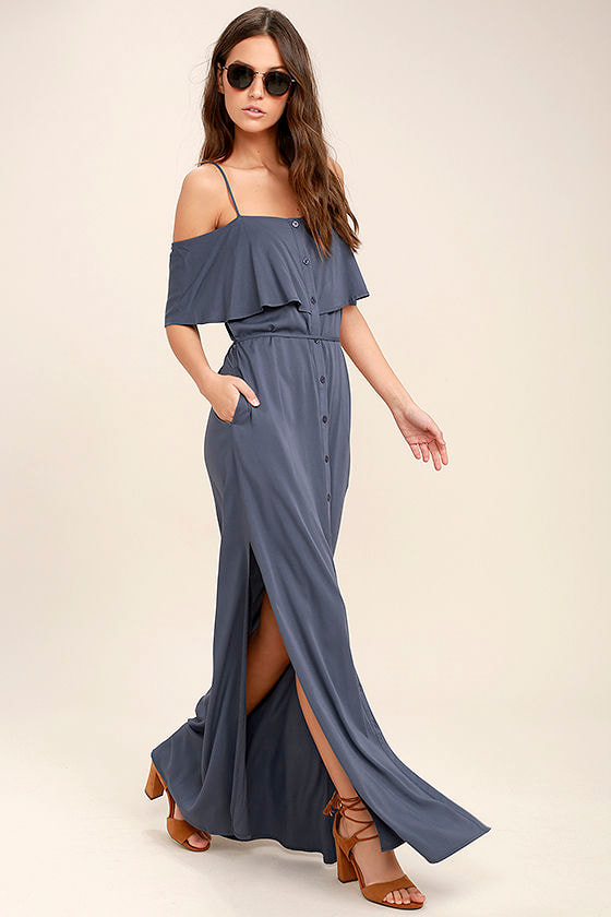 denim blue maxi dress