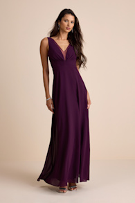 Simply Immaculate Dark Purple Backless Maxi Dress 2