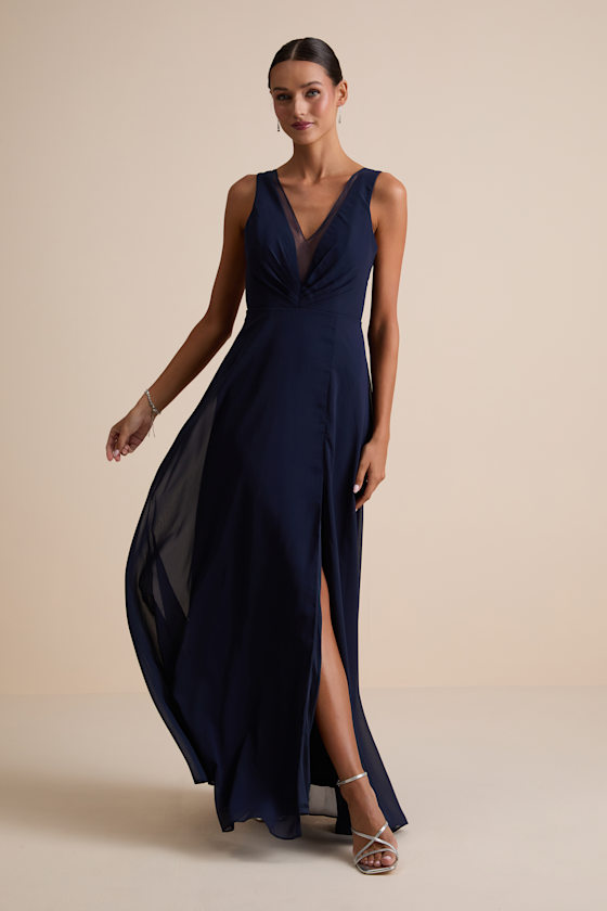 Simply Immaculate Navy Blue Backless Maxi Dress 2