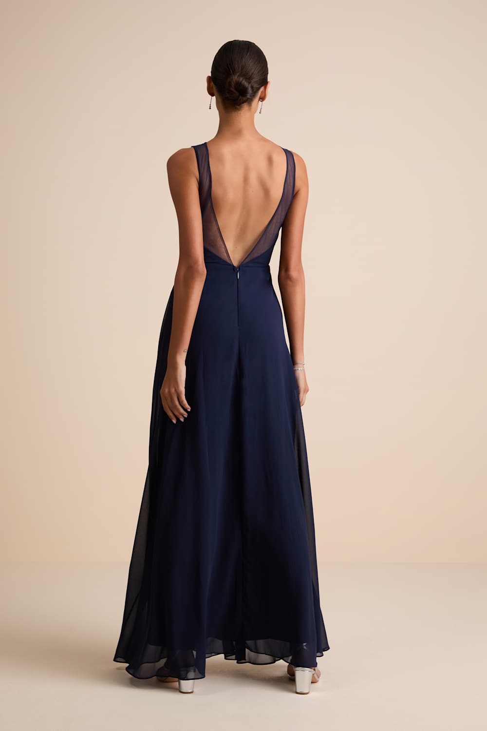 Simply Immaculate Navy Blue Backless Maxi Dress