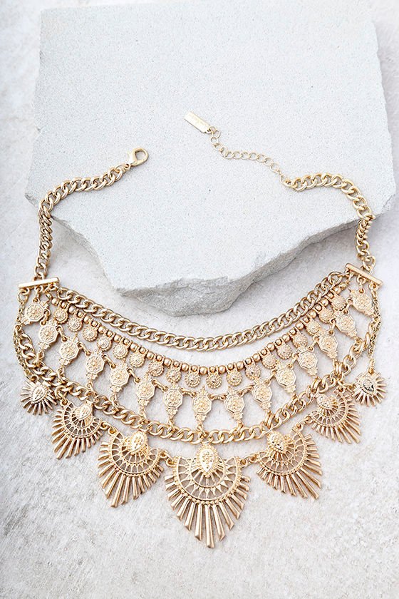 Boho Gold Necklace Statement Necklace Engraved Necklace 26.00 Lulus