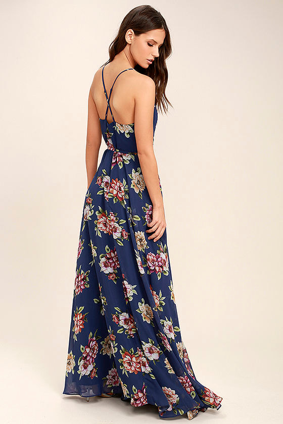 navy blue floral maxi