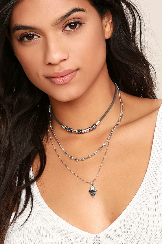 Boho Black and Silver Choker - Layered Choker Necklace - $18.00 - Lulus