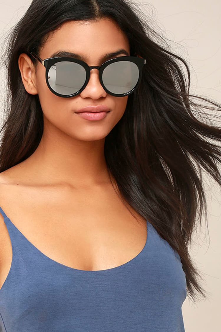 Cool Black and Silver Sunglasses - Mirrored Sunglasses - Round Sunglasses -  $20.00 - Lulus