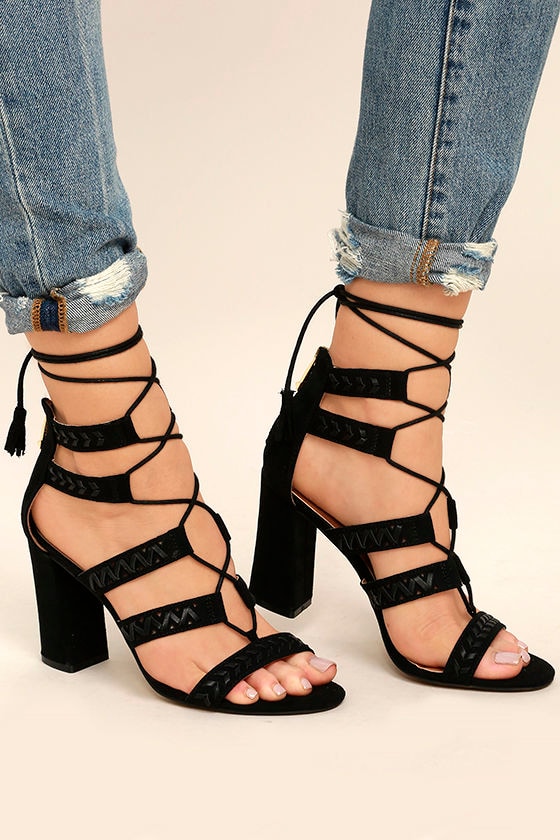 lace up suede heels