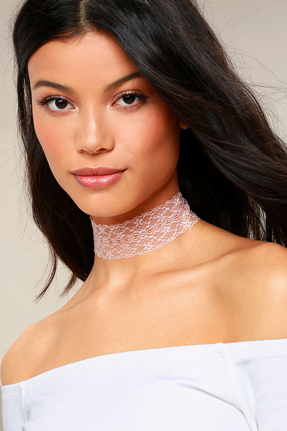 Swoon as Possible Blush Pink Lace Choker Necklace