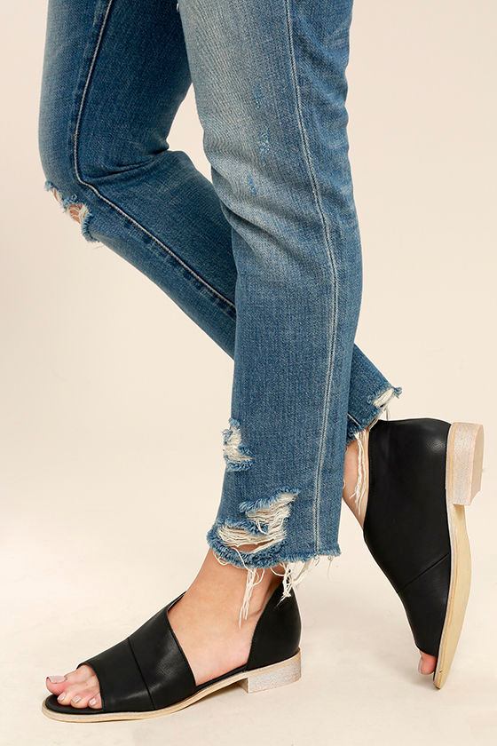 Shania Black D'Orsay Peep-Toe Flats 1