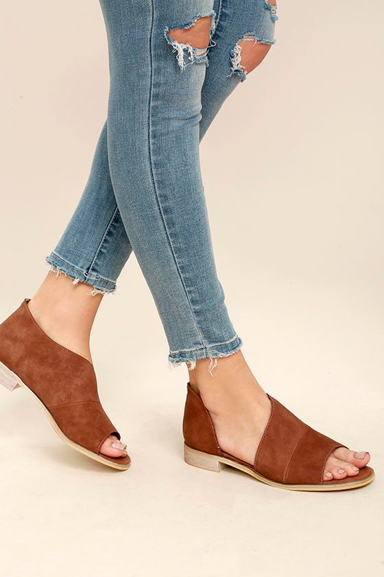 brown leather d orsay flats
