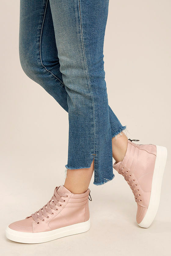 Steve Madden Golly Blush Satin High-Top Sneakers 2