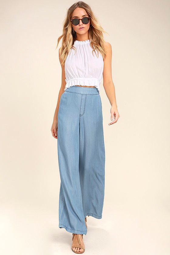 blue chambray pants