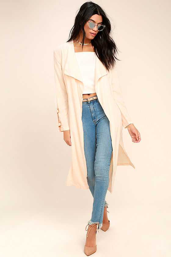Invigorating Pale Peach Trench Coat 2