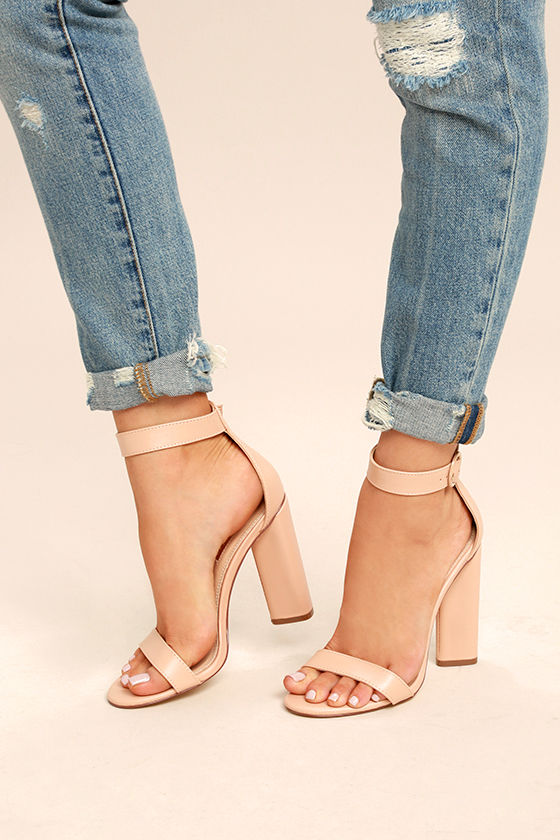 nude single strap heels