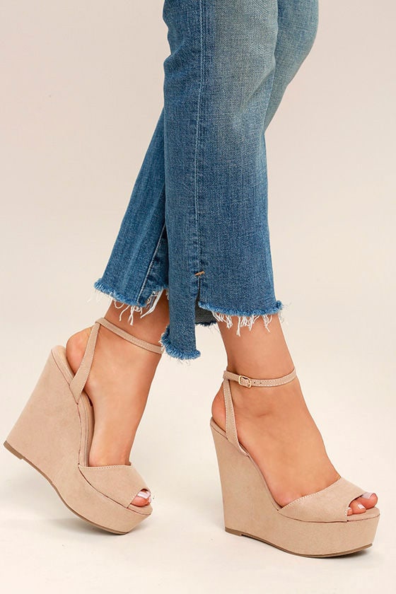 nude color wedge sandals