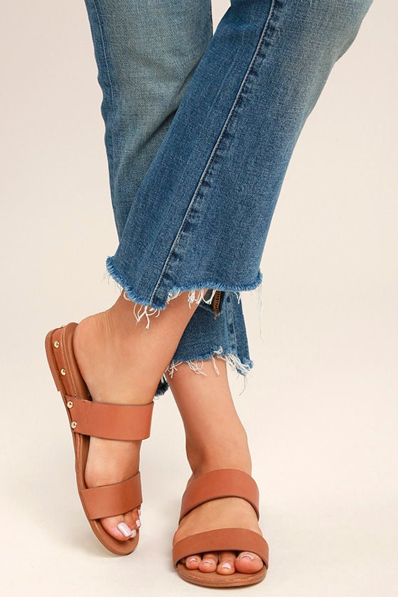 steve madden tan slides