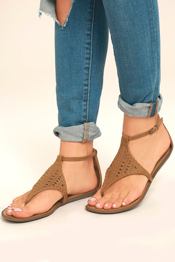 Report Ladon Sandals - Tan Suede Sandals - Suede Flat Sandals - $41.00