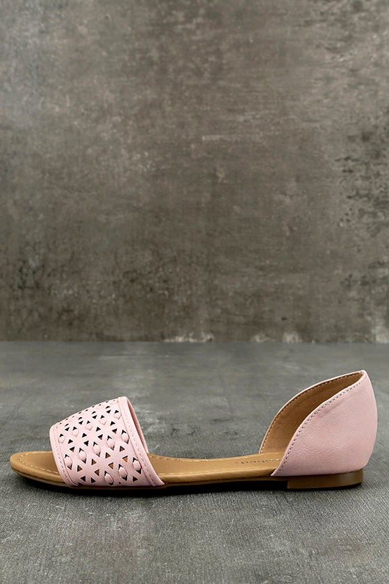 Voleta Dusty Pink Cutout Peep-Toe Flats