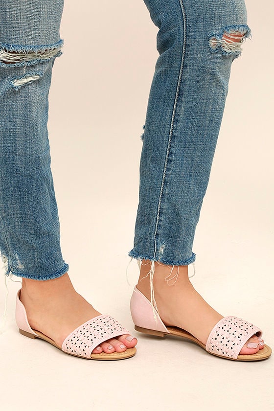 Voleta Dusty Pink Cutout Peep-Toe Flats