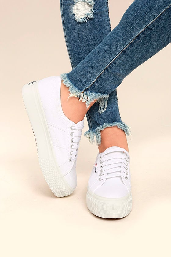 superga white leather flatform