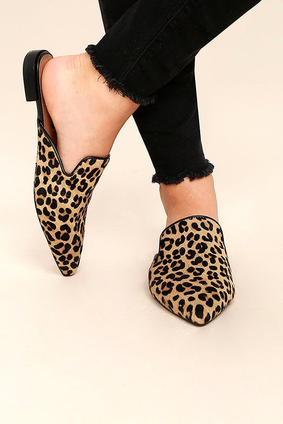 Steven by Steve Madden Valent L Leopard Pony Fur Slides Loafer